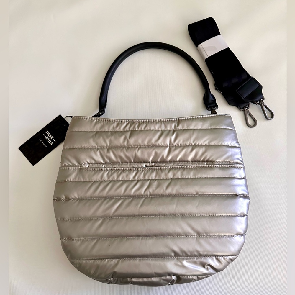 Think Royln “U” Messenger Silver bag with black crossbody strap - Picture 2 of 8